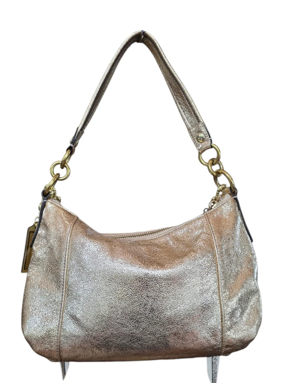 Coach Poppy Groovy Metallic Gold Leather Shoulder Bag Crossbody - Picture 4 of 17